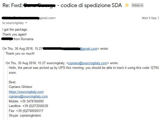 Italian Parcel Forwarding 118